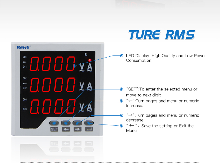 Hot sell digital three phase ampere voltage frequency with rs-485 modbus ammeter voltmeter