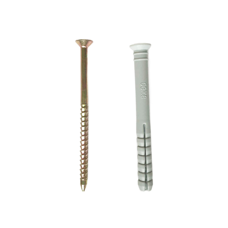 Small Nylon Screw Anchors , Hammer Drive Anchor With Nail Screw Yellow Zinc