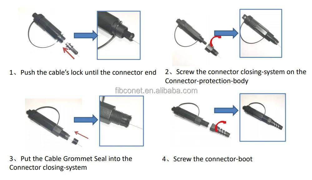Waterproof Connector for FTTH FTTA Fibconet Free Sample Outdoor Fibre Optic Patchcord