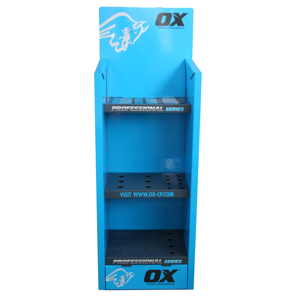 Eye Catching Cardboard Pop Displays , Blue Color Cardboard Floor Display Stands