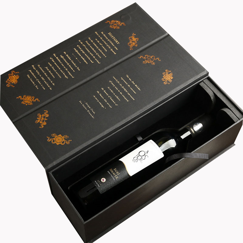 Liquor Red Wine Whiskey Glass Bottle Rigid Paper Cardboard Packing Magnetic Flip Top Paper Gift Box