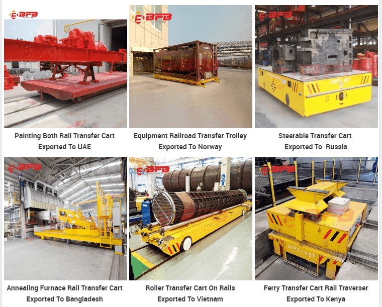 Heavy Load Reel Power Railway Move Electric Rail Flat Cart For Machinery Plant
