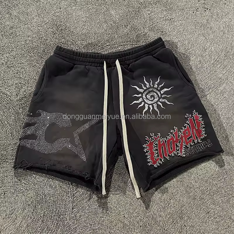 Anti Wrinkle Plus Size Rhinestone Shorts Vintage Mens Distressed Shorts Quick Dry