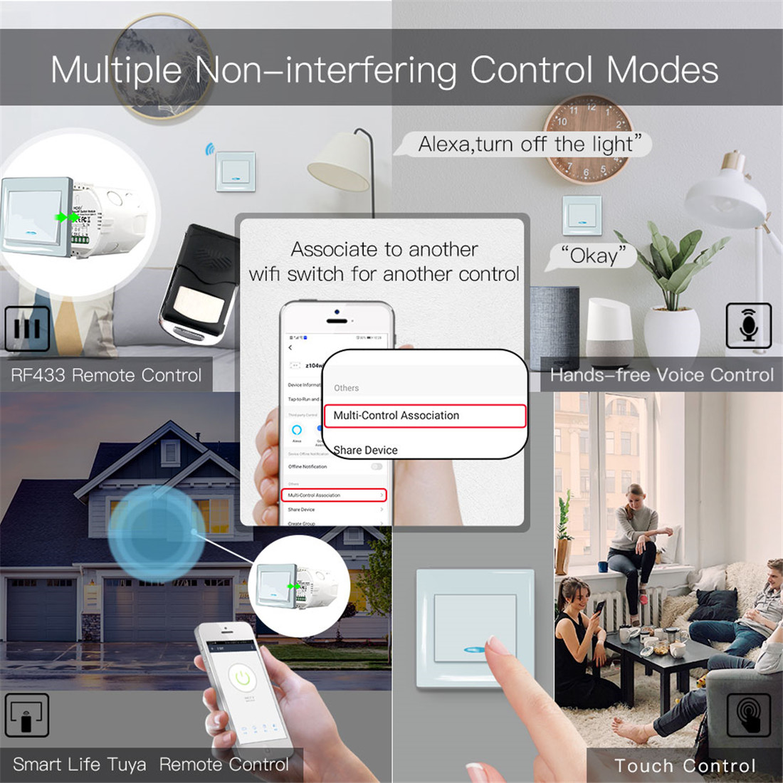 2Gang Zigbee3.0 Smart Switch Module With RF433 Function