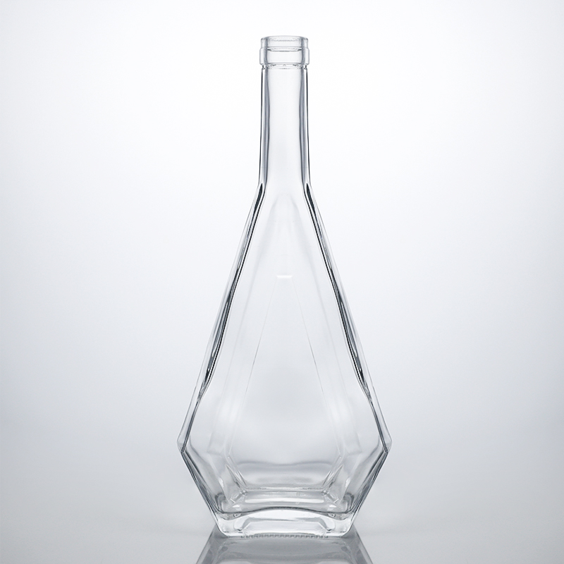 Polygonal Shape Glass Bottle for Gin Rum Whisky Cork Top and Sealing Type Cork