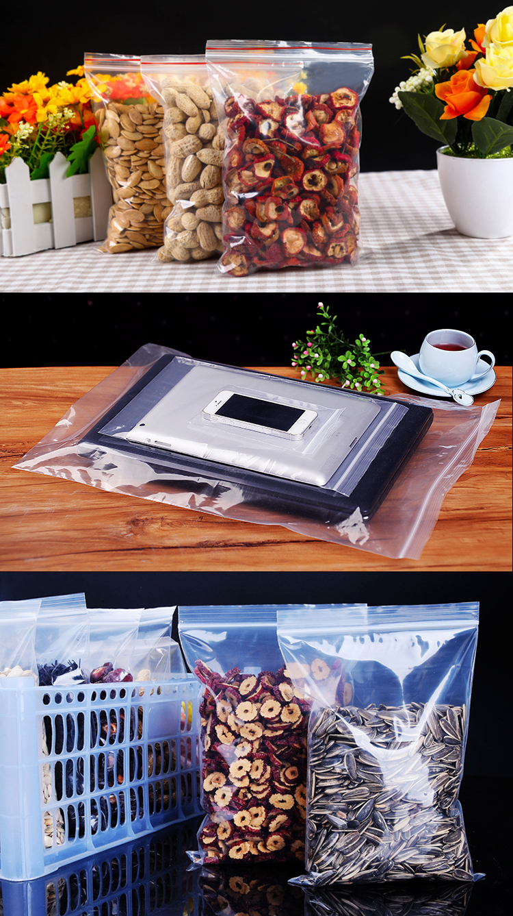 Biodegradable Plastic Bag Transparent PE Slide Seal Freezer Bags, Gallon, Quart, American value, drug store, zipper seal