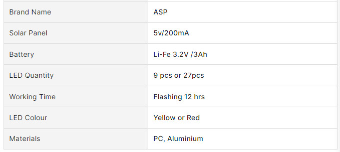 Solar LED Nine-Flash Traffic Warning Signal 5v/200mA