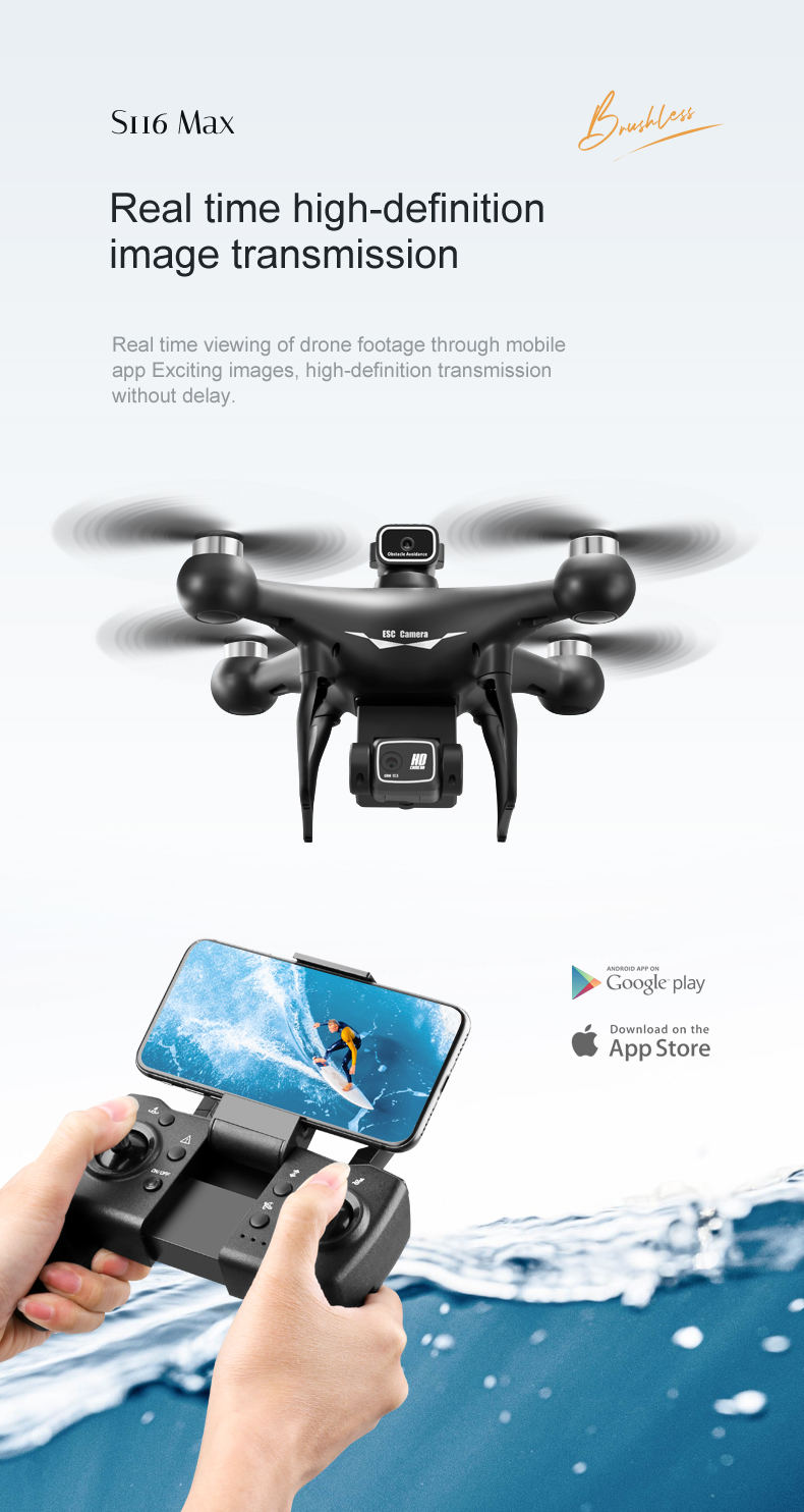 Voice Control Hot S116 Drone 4k Camera Obstacle Avoidance Drone Dual Camera Profesional Mini Drone GPS with LED Lights 2024