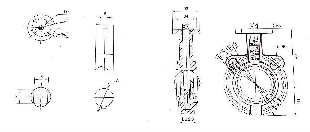 DN250 ANSI 150LB Standard Clamp Type Butterfly Valve Cast Steel Handle