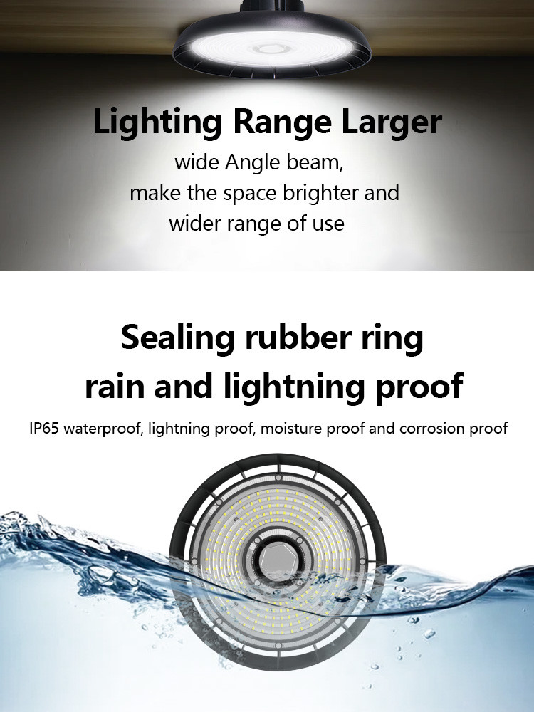 High Bay LED Light Factory Price 160lm/w LED Workshop IP65 Power Adjustable UFO LED High Bay Light