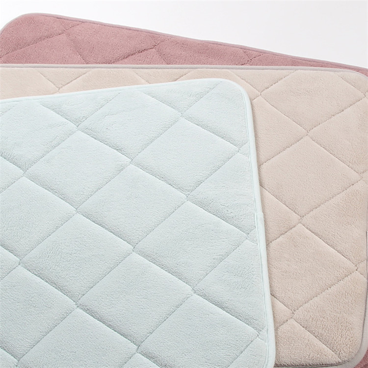 Embossed Flannel Surface Microfiber Memory Foam Bath Mat PVC Backing