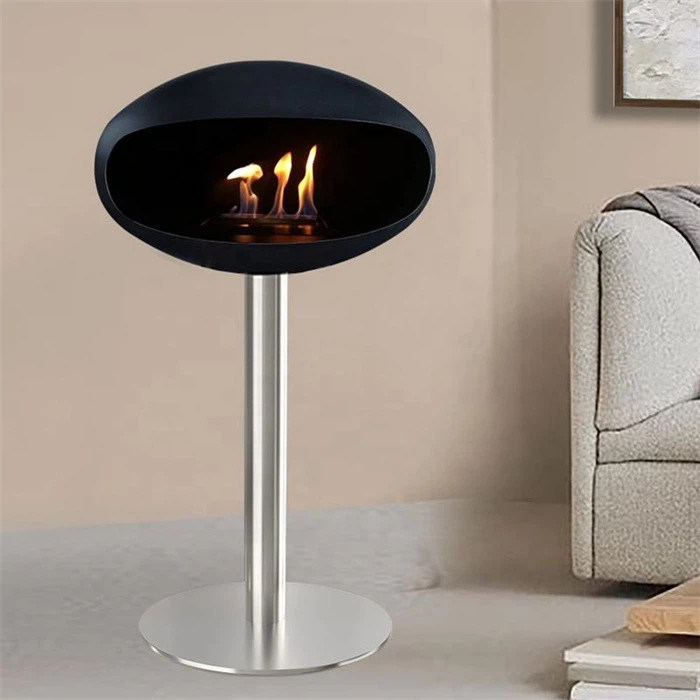 Indoor Free Standing Real Fire Ethanol Fireplace Corten Steel Material