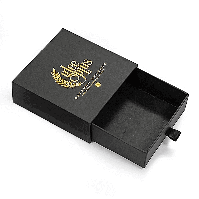 Custom Orders Gold Foil Foam Insert Slide Style Black Drawer Jewelry Boxes for Candle