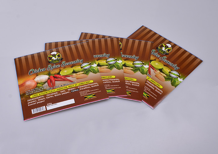 Printed waterproof adhesive paper sheet packaging label sticker for Chicken Spice Seasoning