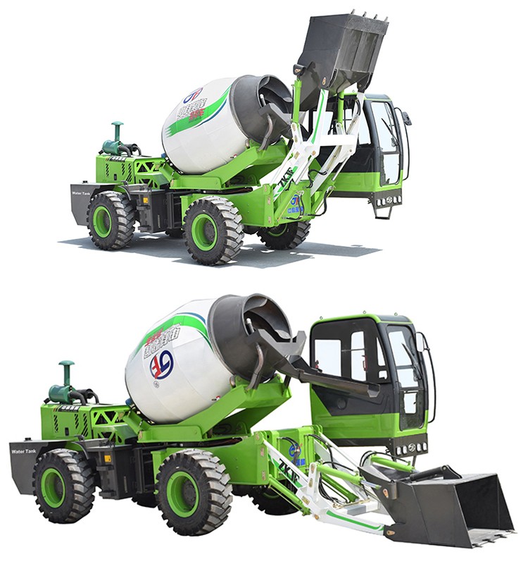 Self Loading 2.6 CBM Concrete Mixing Equipment Articulated Structure