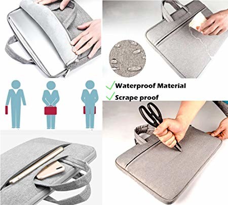 Shockproof Protective Laptop Sleeve Case , 15.6 Inch Laptop Briefcase Multi Use