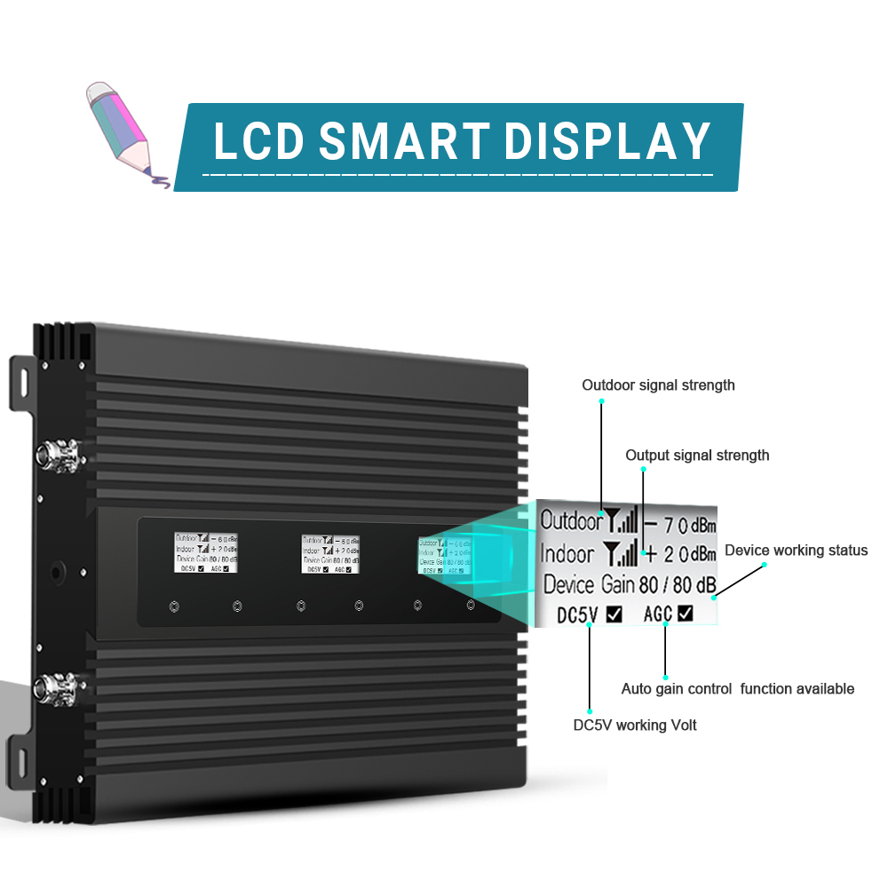 80dB Gain Multi Band Cell Phone Signal Booster 800MHz 900MHz 1800MHz