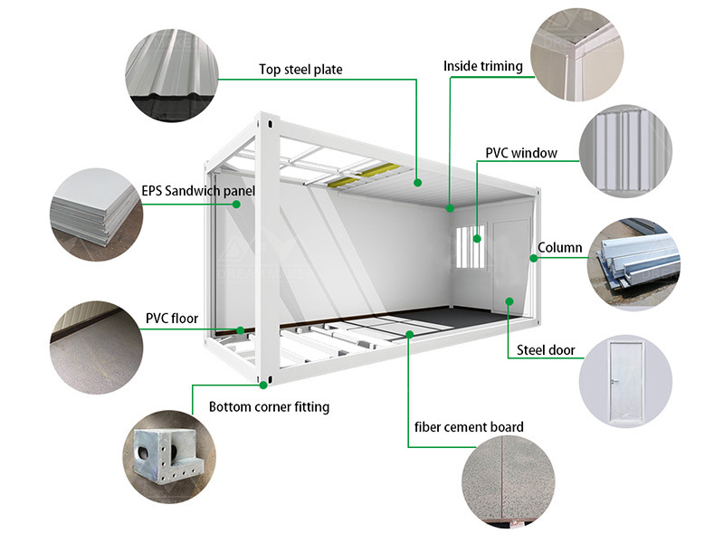 2 Floor Flat Pack Prefab Container Van House With Light Steel Frame Sandwich Panel Wall