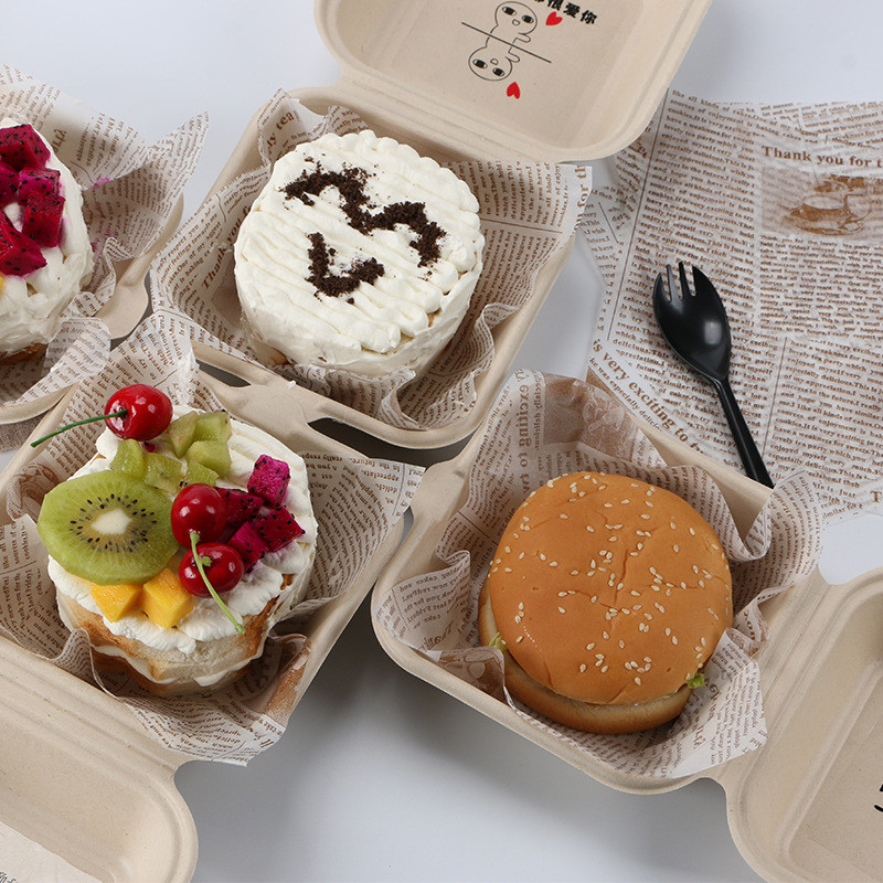 6x6" Bagasse Clamshell To Go Box Take Out for Lunch