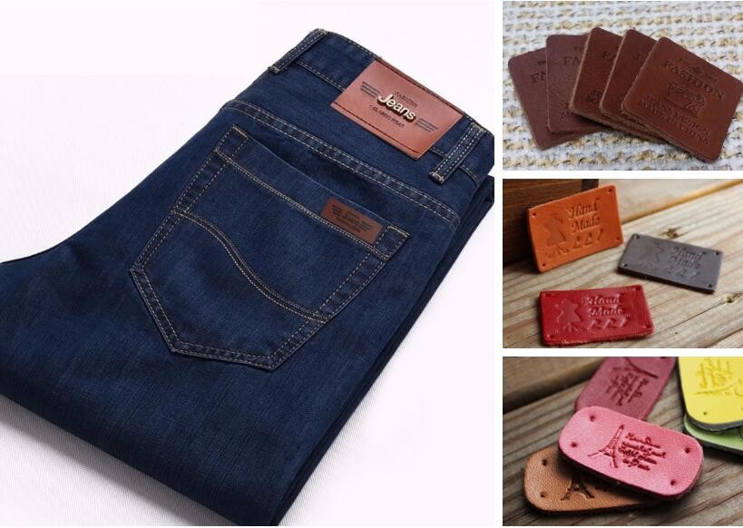 Heat Press Logo Embossed Leather Patch Washable Faux Leather Labels