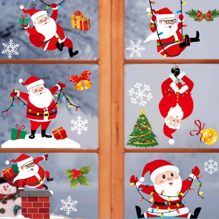 Snowman Christmas Decoration Window Stickers Self Adhesive Sticker Mixed Color