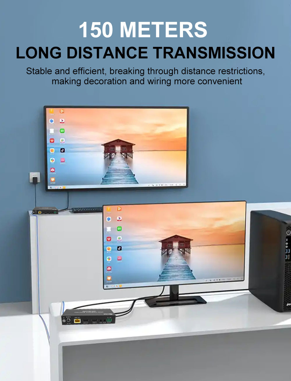 HDCP 2.2 / HDCP 1.4 HDMI Fiber Extender 150m Extend Audio Video Signals