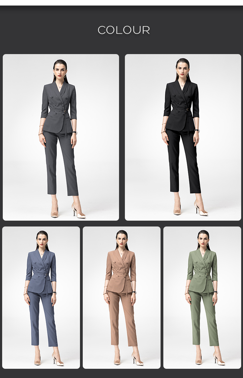 Fashion Custom Cotton Double Breasted Suit Clothing Pants for Women Ladies Office Suits