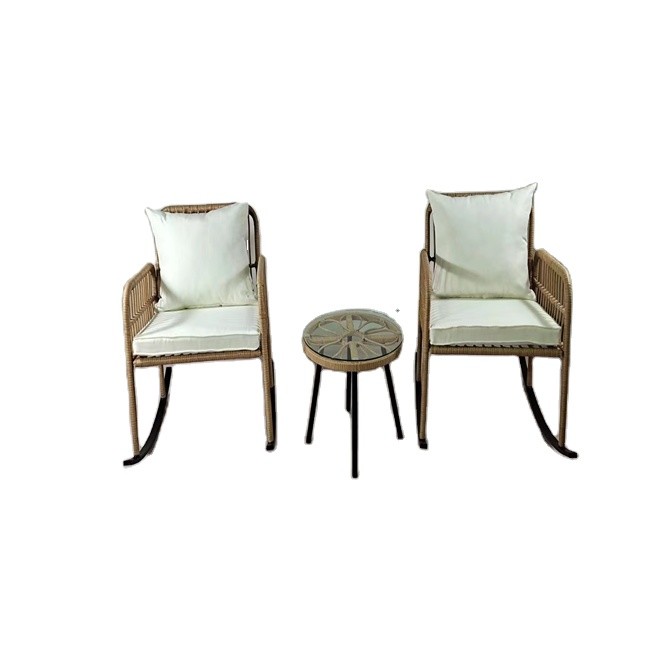 ODM OEM Garden Furniture Rattan Table And Chairs Rocking PE Rattan Woven Coffee