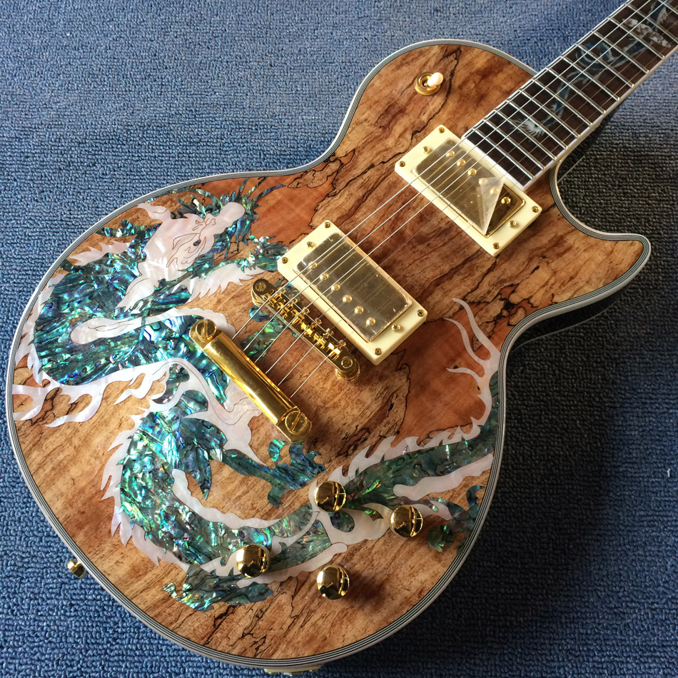 New high-quality custom LP electric guitar, Abalone Dinosaur inlaid fingerboard & body custom LP Electric guitar, free s