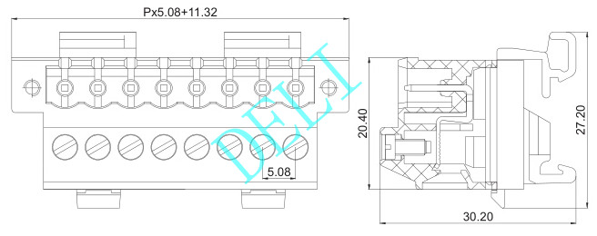 2P-24P Poles PCB Connector Feed - Through Header DL2EDG-VKM-XX-5.08 Long Lifespan