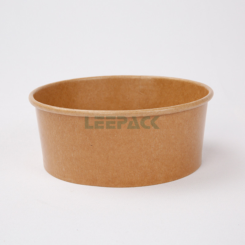 Custom LOGO Printing kraft paper bowl 500ml 1000ml 1300ml take-away food container for salad noodles snacks with lids