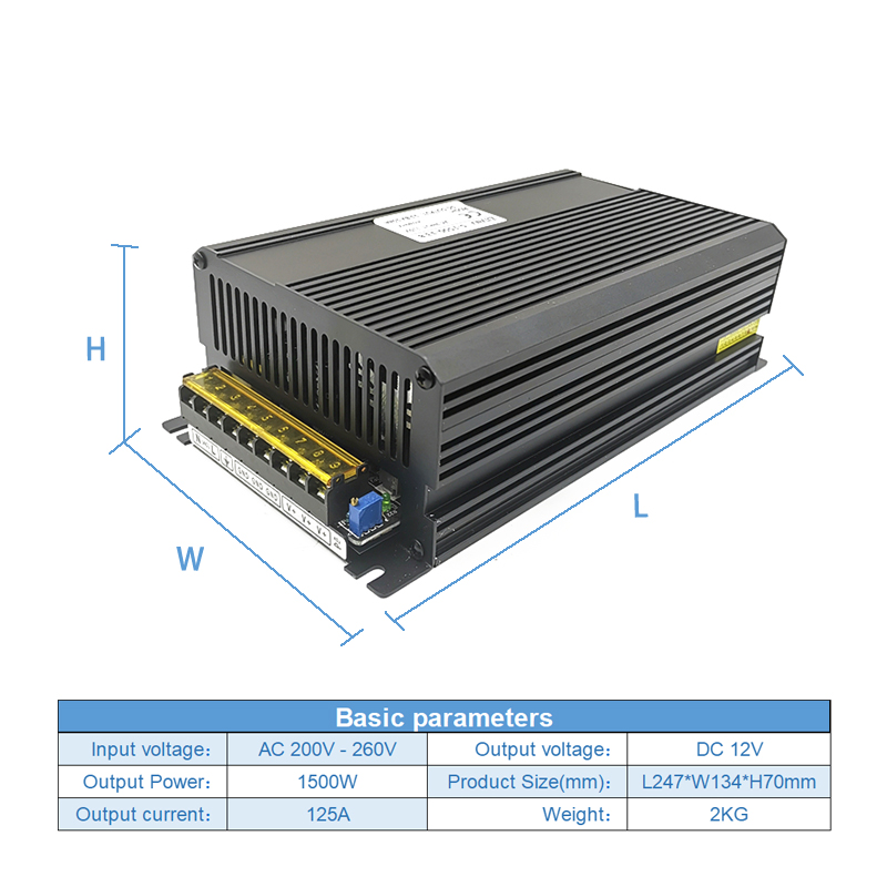 1500W Power LED Switching Power Supply AC200V 260V To DC 12V 125A
