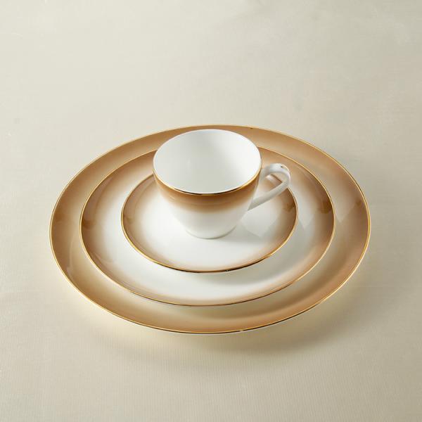 No Lead Gold Rimmed 43% Bone China Banquet Dinnerware Set