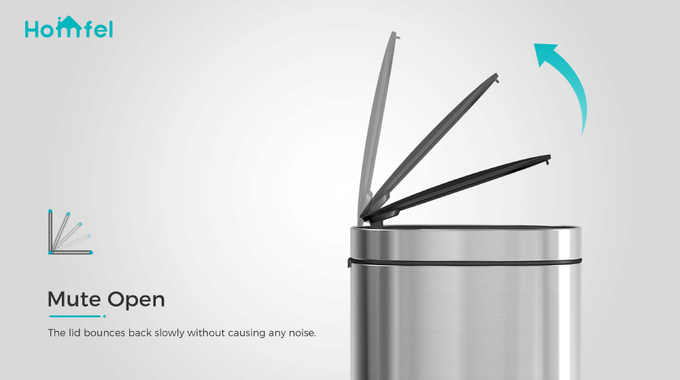 30L/40L/50L Capacity Powder Coating Office Trash Can with Touch Button Sustainable Button Open Bin