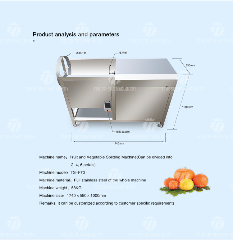 58KG Wholesale vegetable slicing machine melon and fruit slicing machine half machine