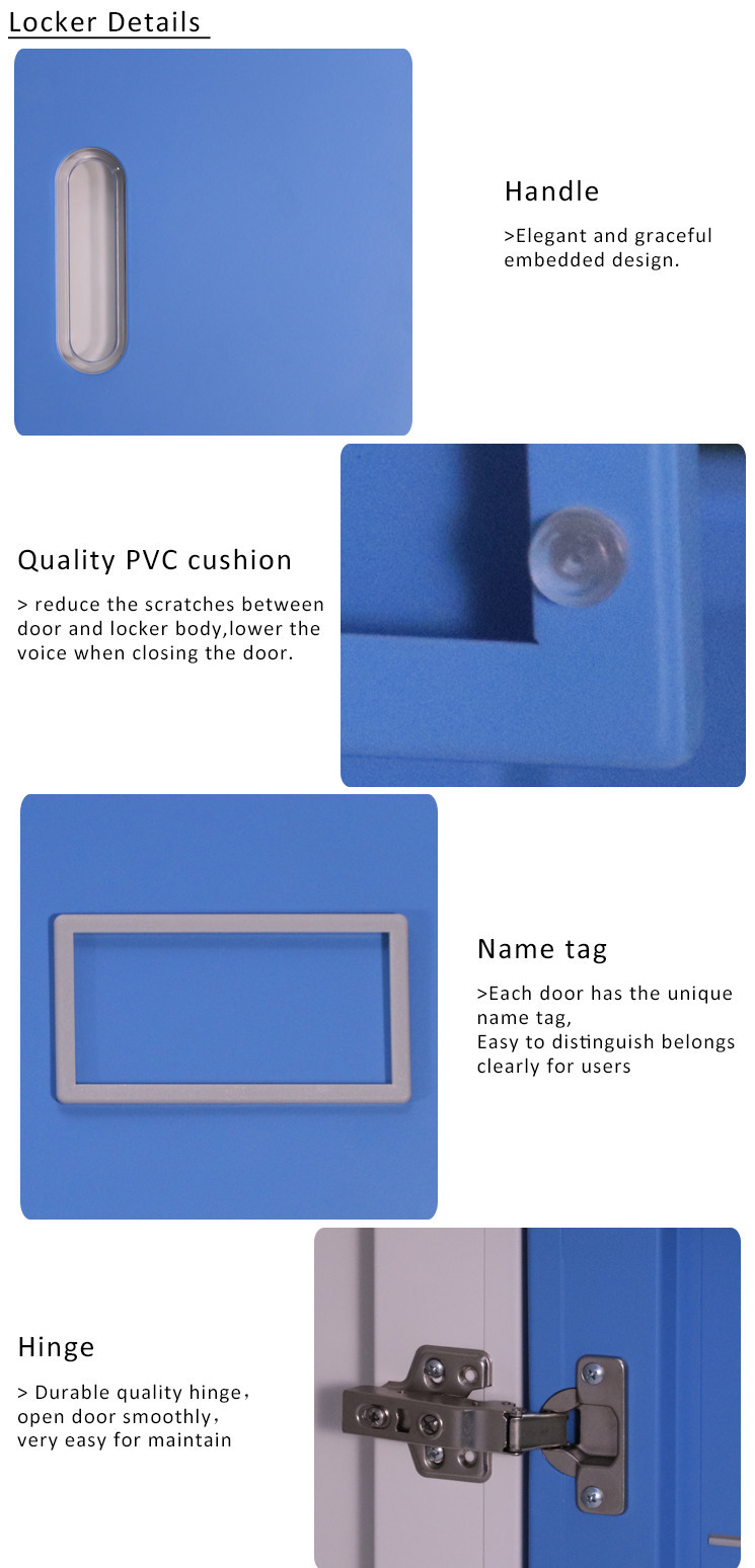 Colorful 6 Door Steel Clothes Locker With Mirror Changing