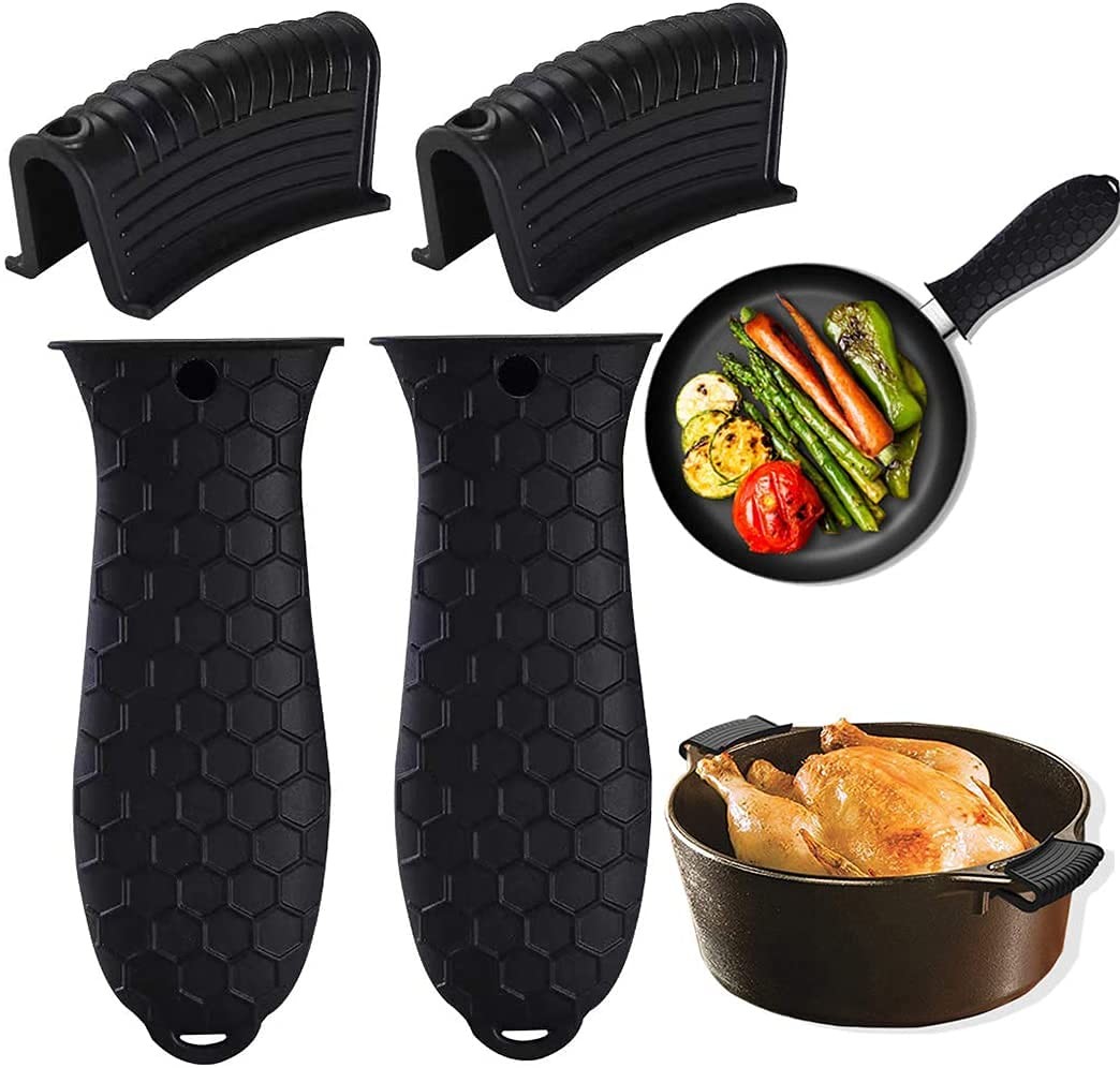 Silicone Hot Handle Holder Heat Resistant Cast Iron Skillets Handles Grip Covers For Pan Pot