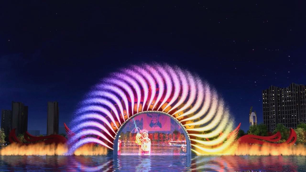 Multimedia floating shooting fountain