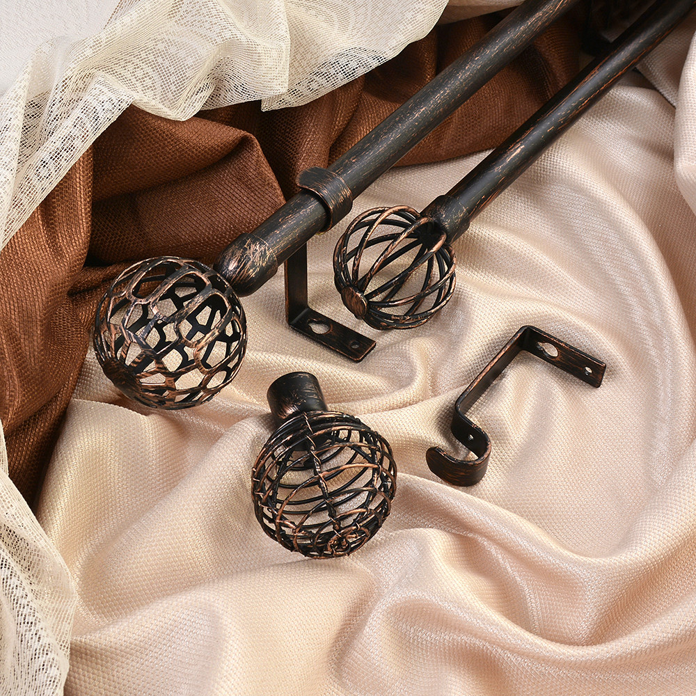 1 - 6 Meter Twisted Curtain Rod Finials Round Shape Curved With Accessories