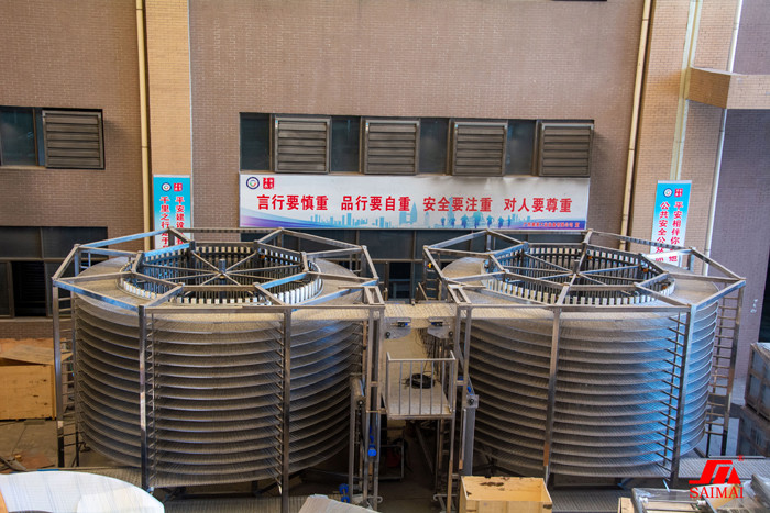 304 Stainless Steel 10 Minute Retention Continuous Spiral Cooler
