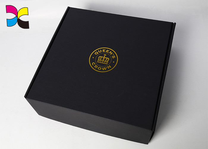 Hot Stamping OEM Cosmetic Box Packaging / Black Cardboard Shipping Boxes
