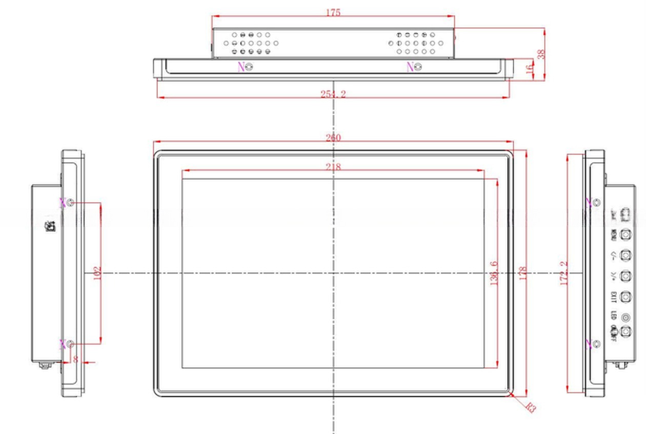 Metal Integrated Industrial 10.1 Inch LCD Capacitive Touchscreen Monitor Display Screen With DC 12V Support HDMI VGA
