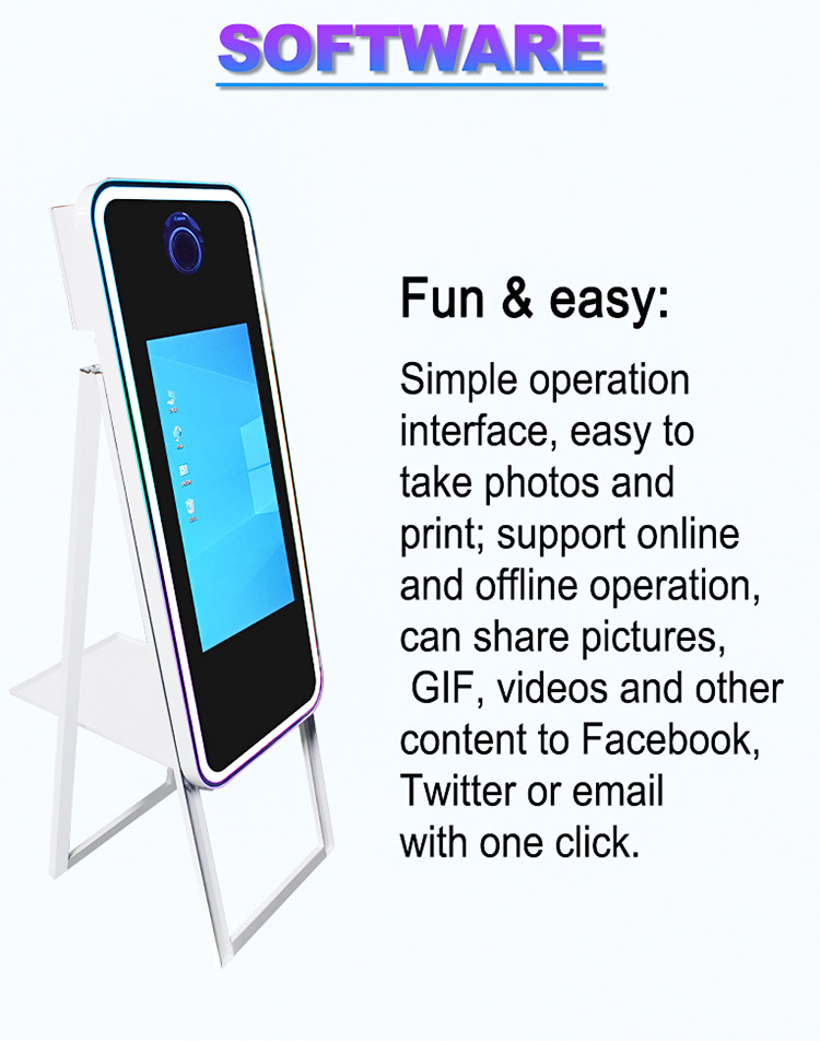 Wholesale Frame Selfie Wall Mirror Air Photo Booth Set Round Mirror 65 Inch For Events 2023 Display