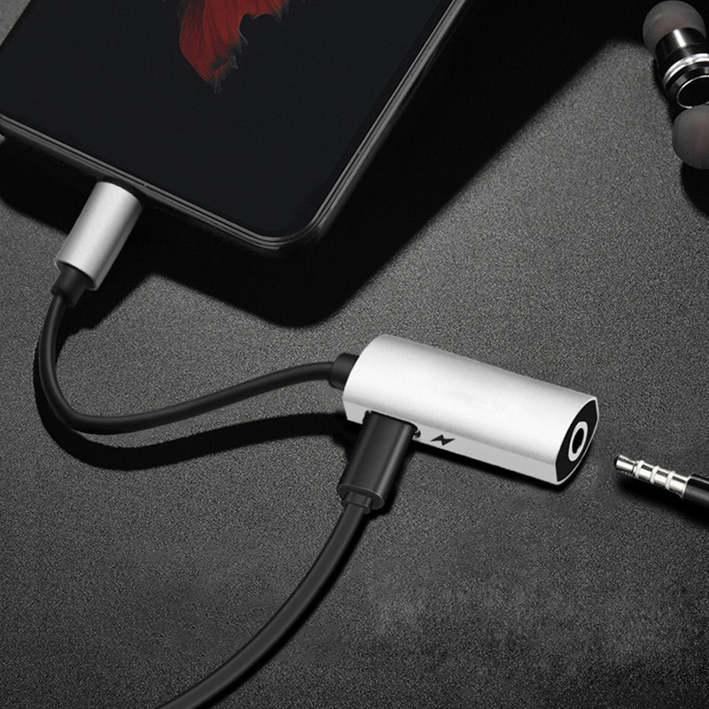 3.5mm Headphone Jack Adapter Earphone Adapter Splitter 2 in 1 Audio Jack and Charger for iPhone