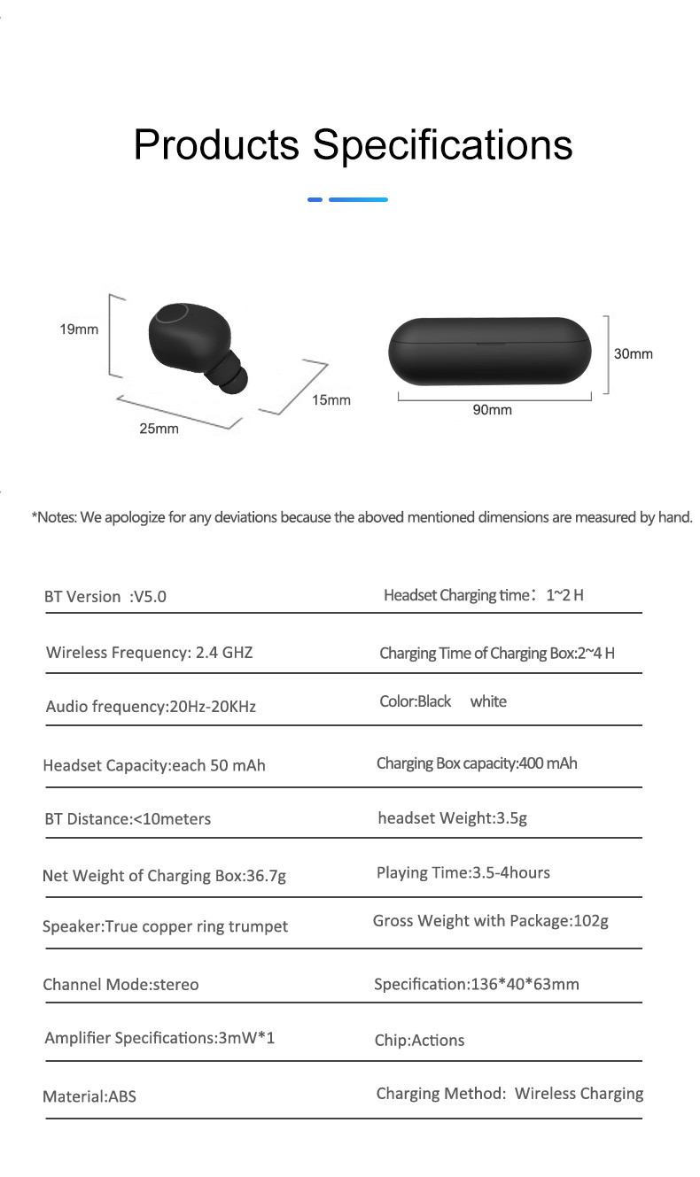 TWS Wireless Earphone Q1 High Quality BT Earbuds HiFi Sound Waterproof BT 5.0 for Smart Phone