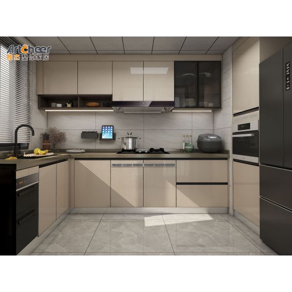 Modern U Shape Kitchen Cabinet with Waterproof Design PVC Door Finish and Eco-Friendly Material