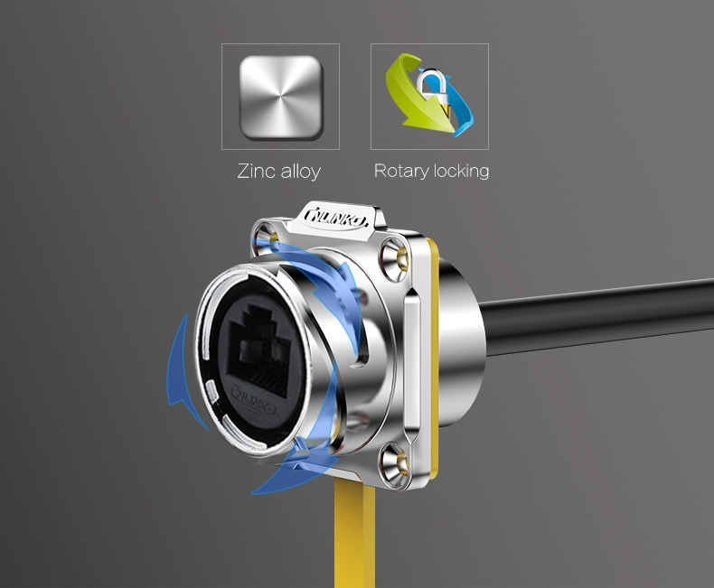 Metal Cover 8p8c Panel Mount Ethernet Modular Jack Metal Shielded Network CAT5 DH-24-RJ45 Connector