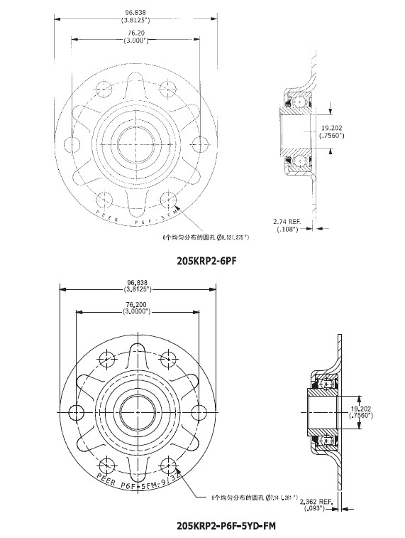 205KRP2-6PF Double Seal Nonstandard Agricultural Machinery Bearing High Precision Certified ISO9001