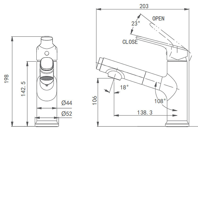 AG4135MB Basin Mixer Faucet , Matte Black Pull Out Spout Faucet