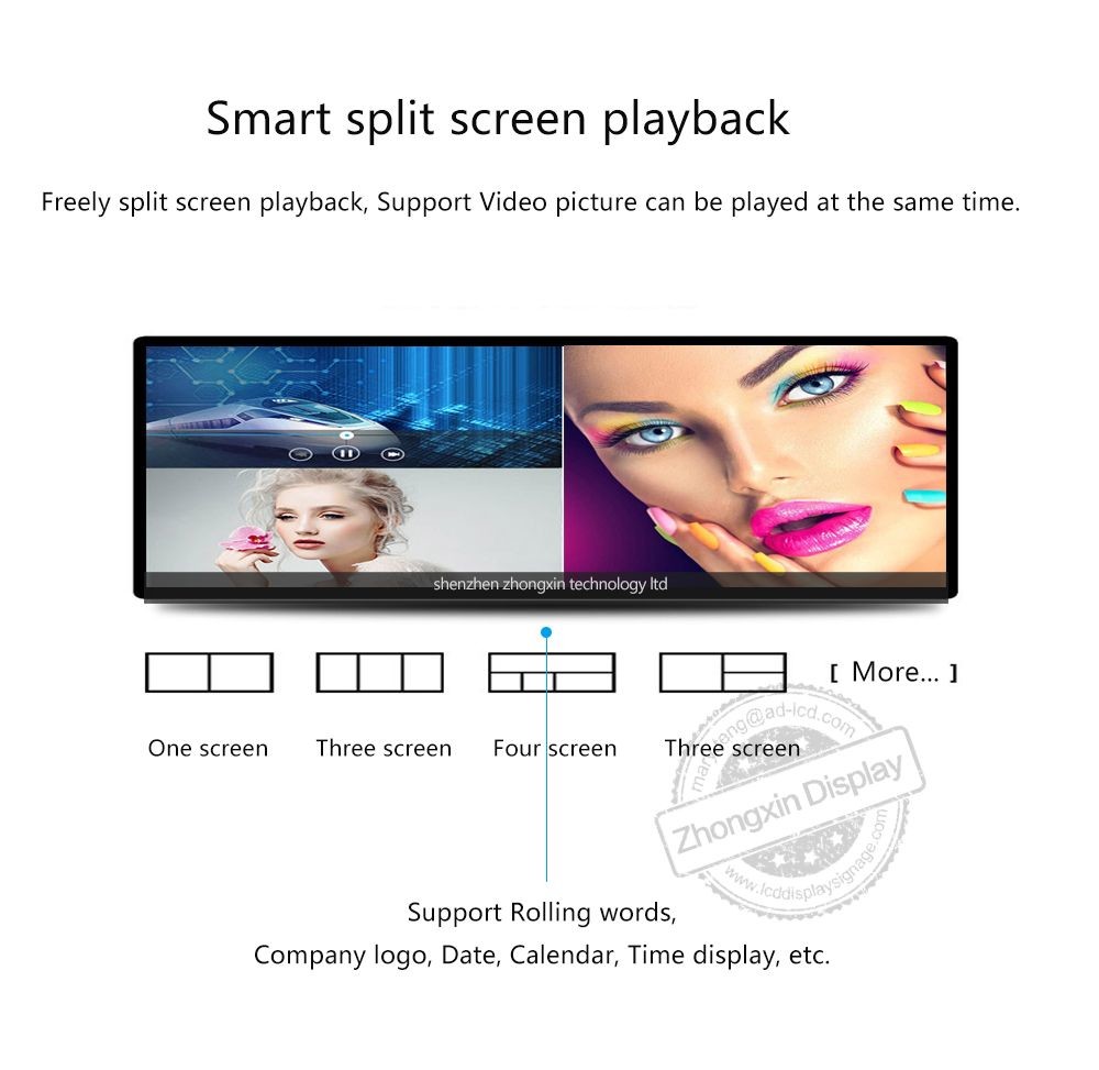 23.1inch Wall Mounted Stretched Bar Lcd Monitor Supermarket Shelf Wide Lcd Display Strips